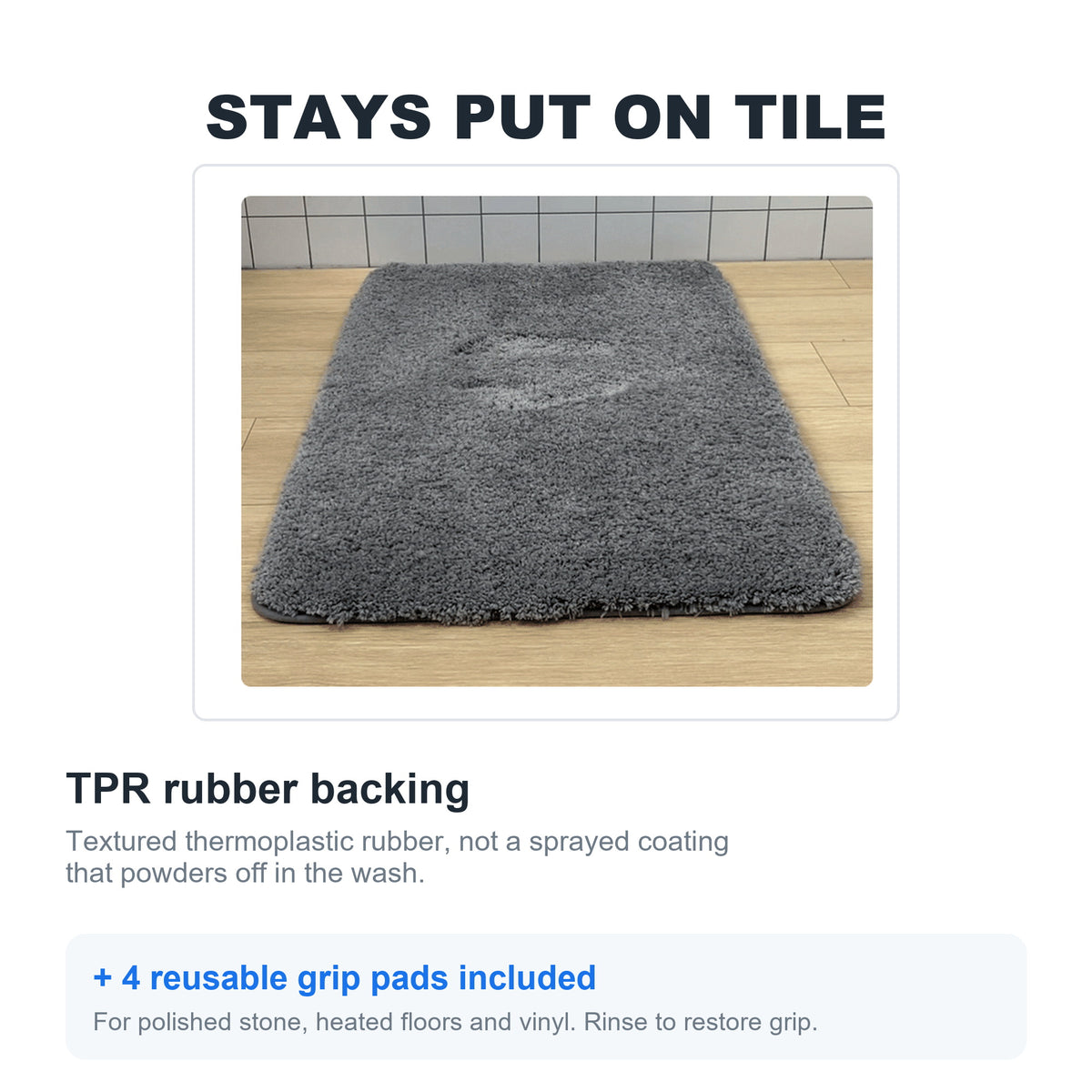MATZEN Plush Bath Mat — 1.2 in Thick, Absorbent, Non-Slip