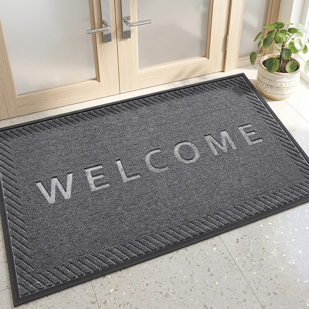 MATZEN Grid Welcome Mat — Front Door, Rubber Backed, Non-Slip