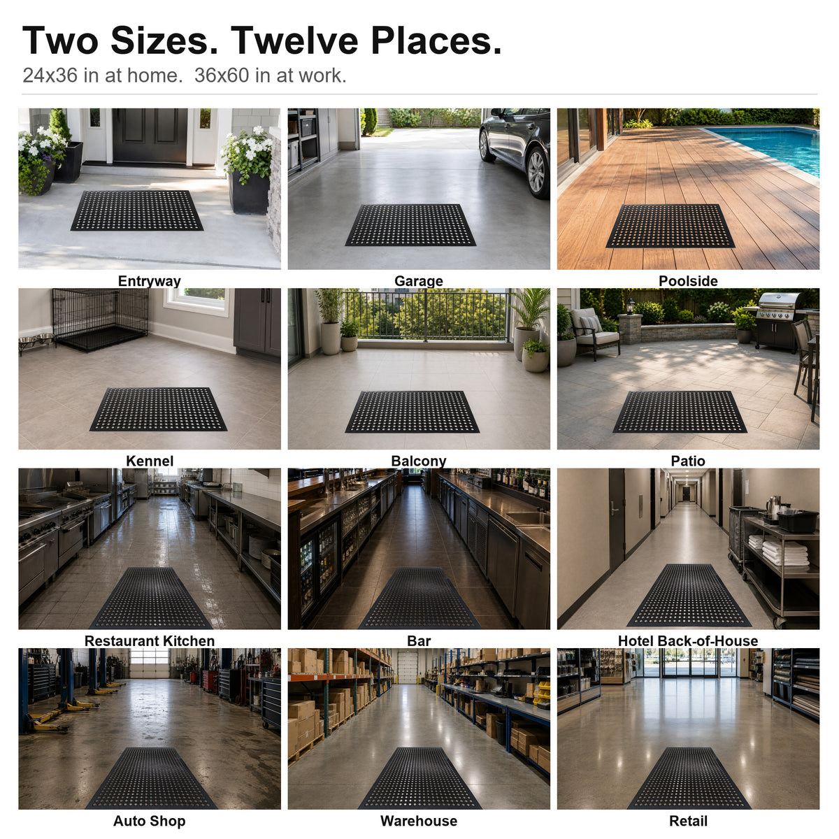 MATZEN Rubber Drainage Door Mat — Outdoor Scraper, Non-Slip