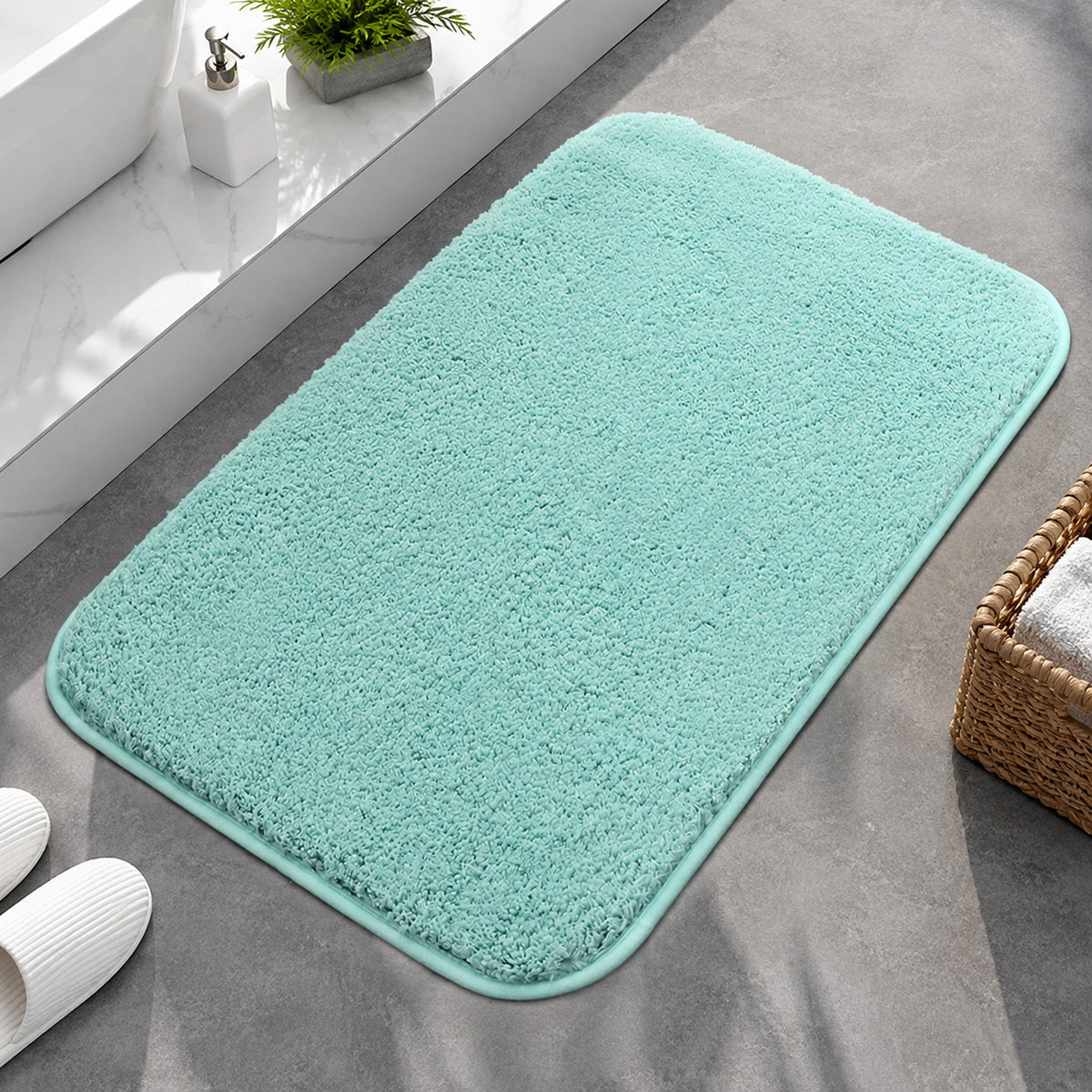 MATZEN Plush Bath Mat — 1.2 in Thick, Absorbent, Non-Slip