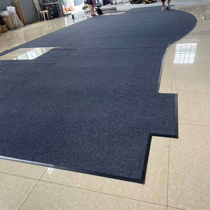 Custom-shaped Pineapple Weave mat with cut-outs and curves