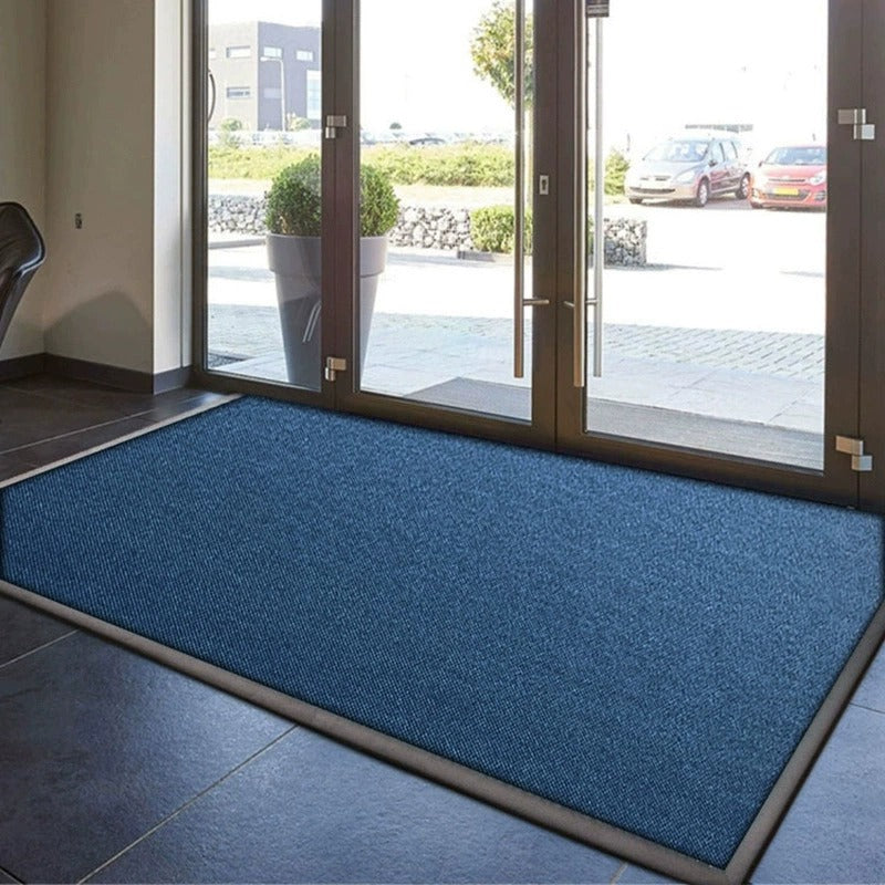 Pineapple Weave entrance mat at a glass storefront door